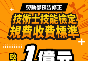 勞動部預告調漲技檢費用 116年實施