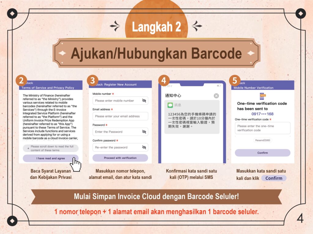 Ajukan & Hubungkan Kode Batang Seluler Anda. photo/MOF