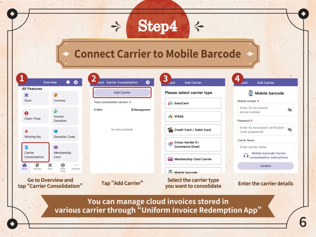 Connect Carrier to Mobile Barcode. photo/MOF