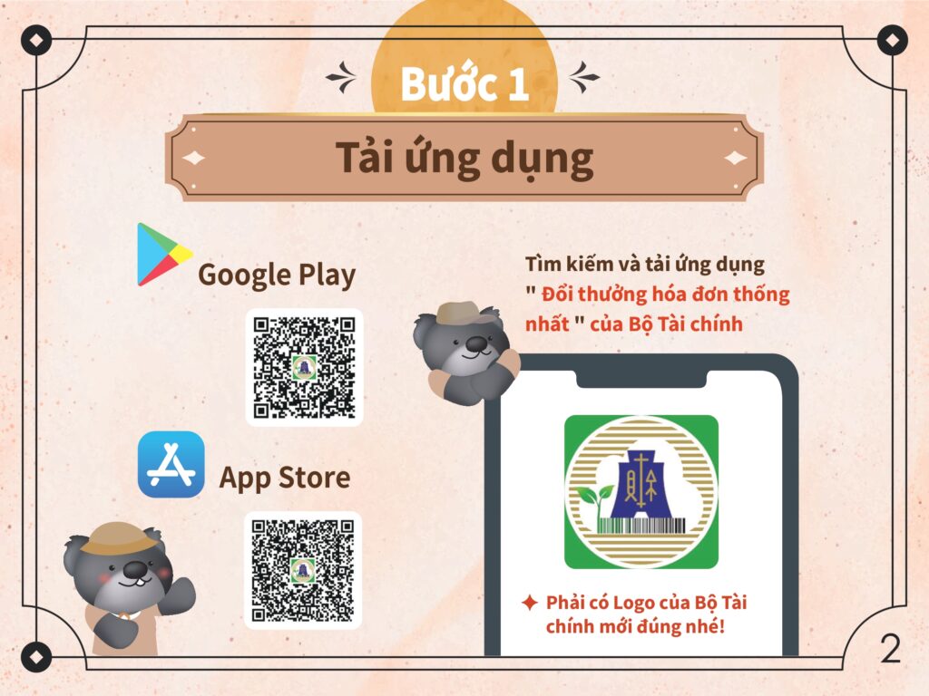 Tải ứng dụng "Đổi thưởng hóa đơn thống nhất" của Bộ Tài chính. photo/MOF