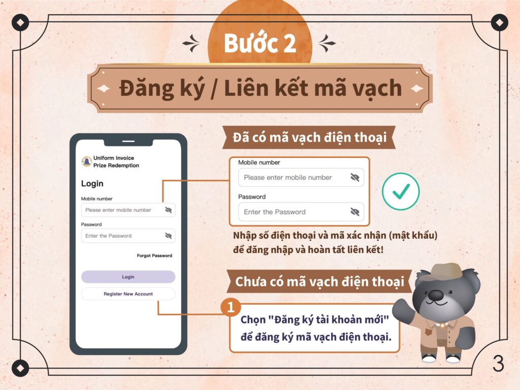 đăng nhập hoặc đăng ký tài khoản mới. photo/MOF