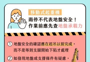 雨停不代表地盤安全 職安署籲作業前確認承載力