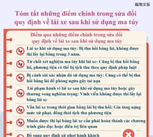 Tóm tắt những điểm chính trong sửa đổi quy định về lái xe sau khi sử dụng ma túy