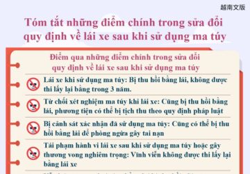 Tóm tắt những điểm chính trong sửa đổi quy định về lái xe sau khi sử dụng ma túy