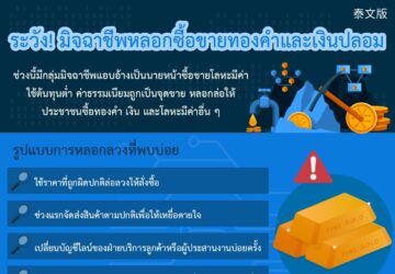 ระวัง! มิจฉาชีพหลอกซื้อขายทองคำและเงินปลอม