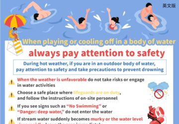 When playing or cooling off in a body of water always pay attention to safety