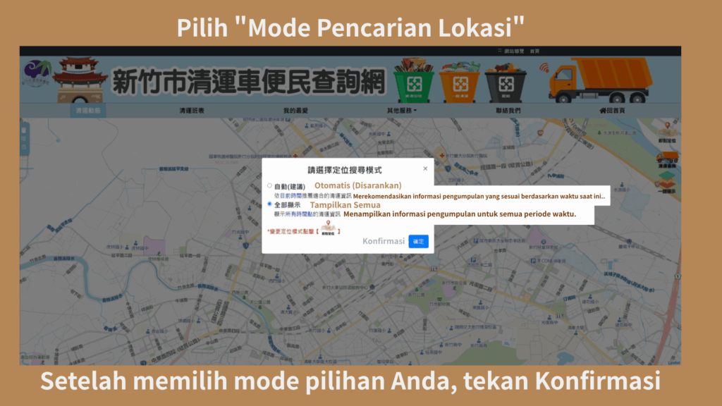 Akan muncul perintah. Pilih "Mode Pencarian Lokasi"