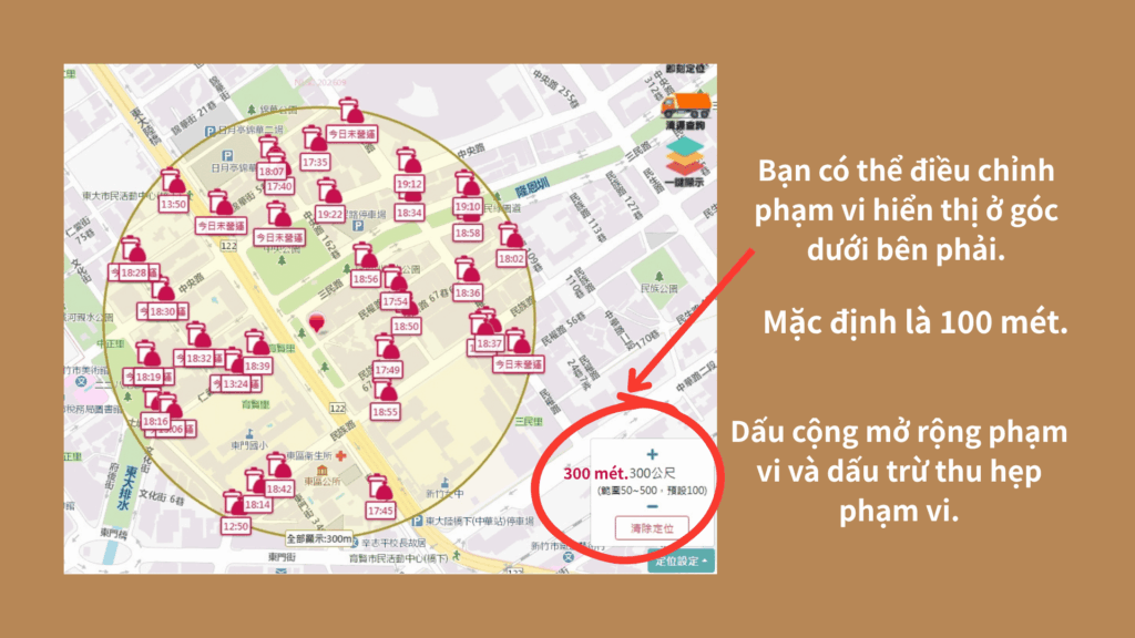 Bạn có thể điều chỉnh phạm vi hiển thị ở góc dưới bên phải.
