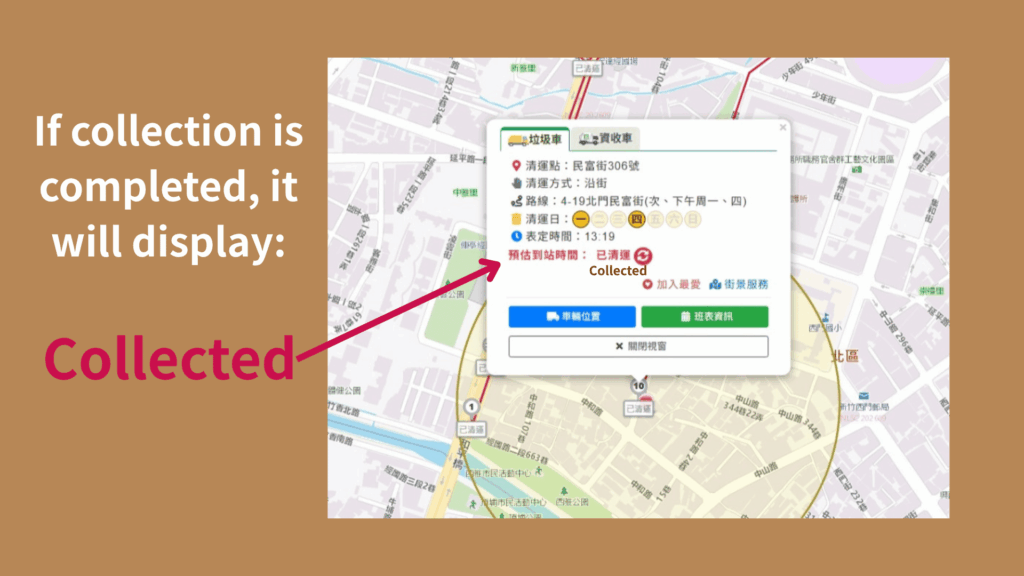 If collection is finished, it will display "Collected."