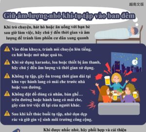 Giữ âm lượng nhỏ khi tụ tập vào ban đêm