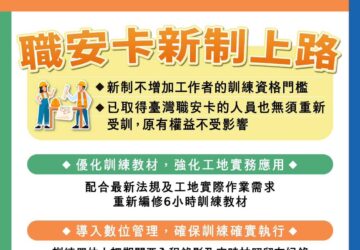 116年7月進入營造工地作業 須持職安卡為提升訓練品質 勞動部重編6小時教材　